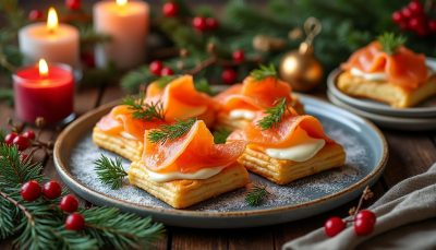 découvrez la recette apéro incontournable de noël : pâte feuilletée, fromage et saumon, pour des bouchées gourmandes qui surpassent tous les toasts traditionnels.