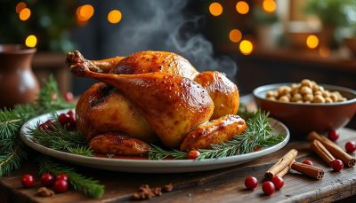 découvrez le secret d'une poularde de noël parfaite avec une peau croustillante et une farce aux noisettes juteuse et irrésistible pour régaler vos convives.