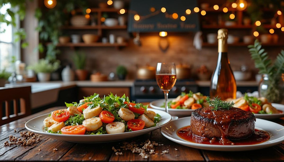 découvrez notre menu complet pour le repas du nouvel an 2026, avec entrée, plat et dessert, facile à préparer sans stress ni crise de panique.