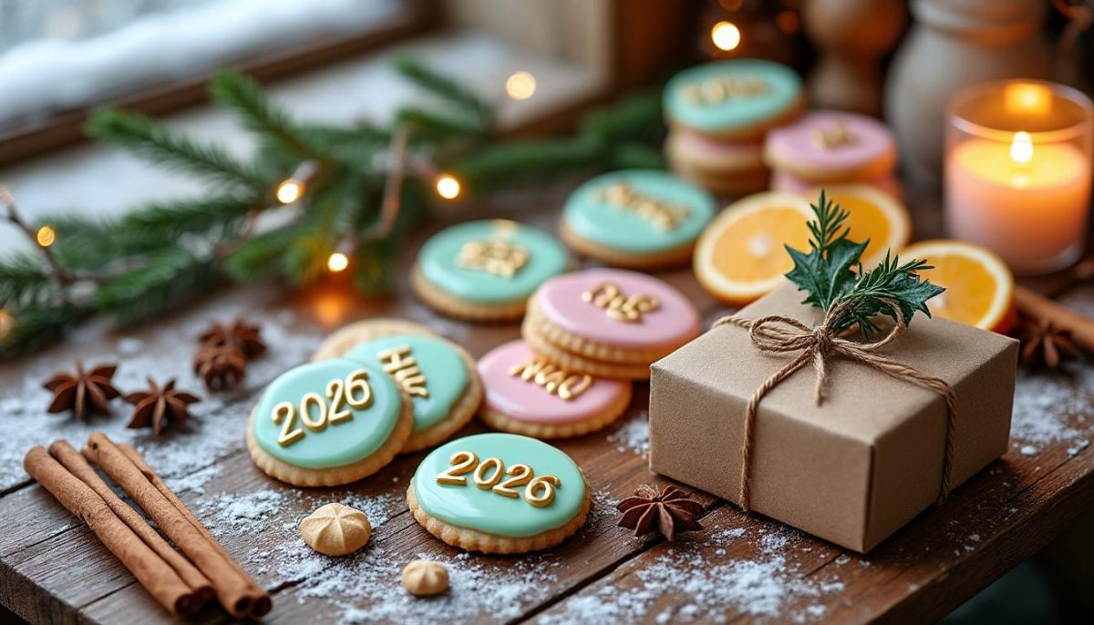 découvrez nos sablés de noël revisités pour le nouvel an 2026 : recette simple avec glaçage facile et présentation en boîte cadeau parfaite pour célébrer en douceur.