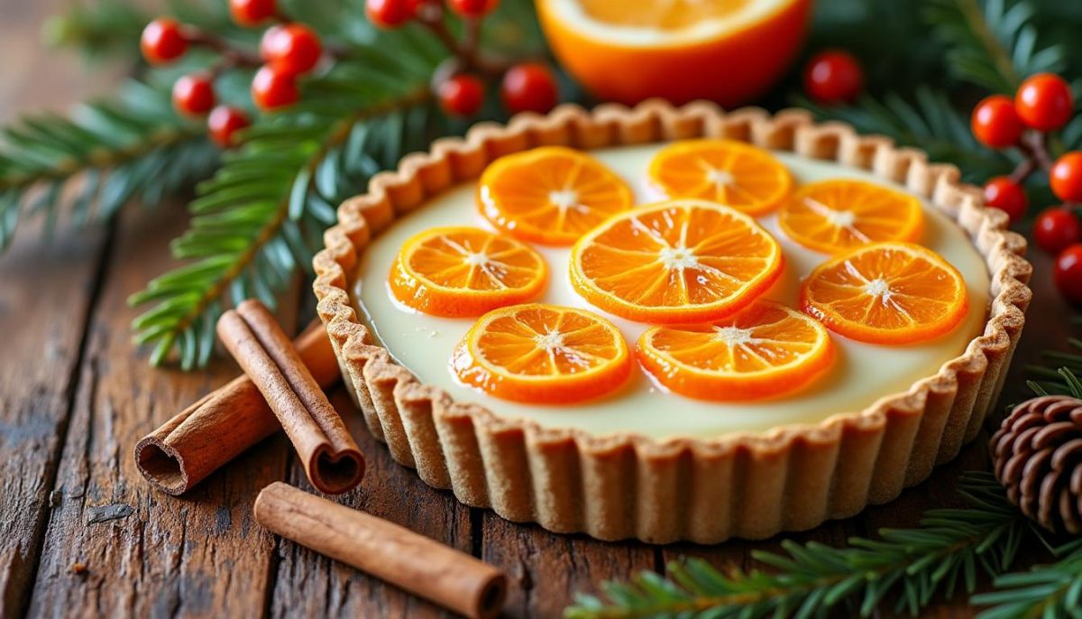 découvrez la tarte de noël au chocolat blanc et clémentines confites, une délicieuse alliance fruitée et raffinée parfaite pour régaler toute la famille pendant les fêtes.