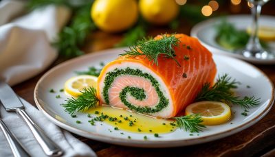 découvrez notre terrine de saumon aux herbes fraîches, une entrée raffinée et gourmande parfaite pour sublimer votre réveillon avec élégance et saveurs délicates.
