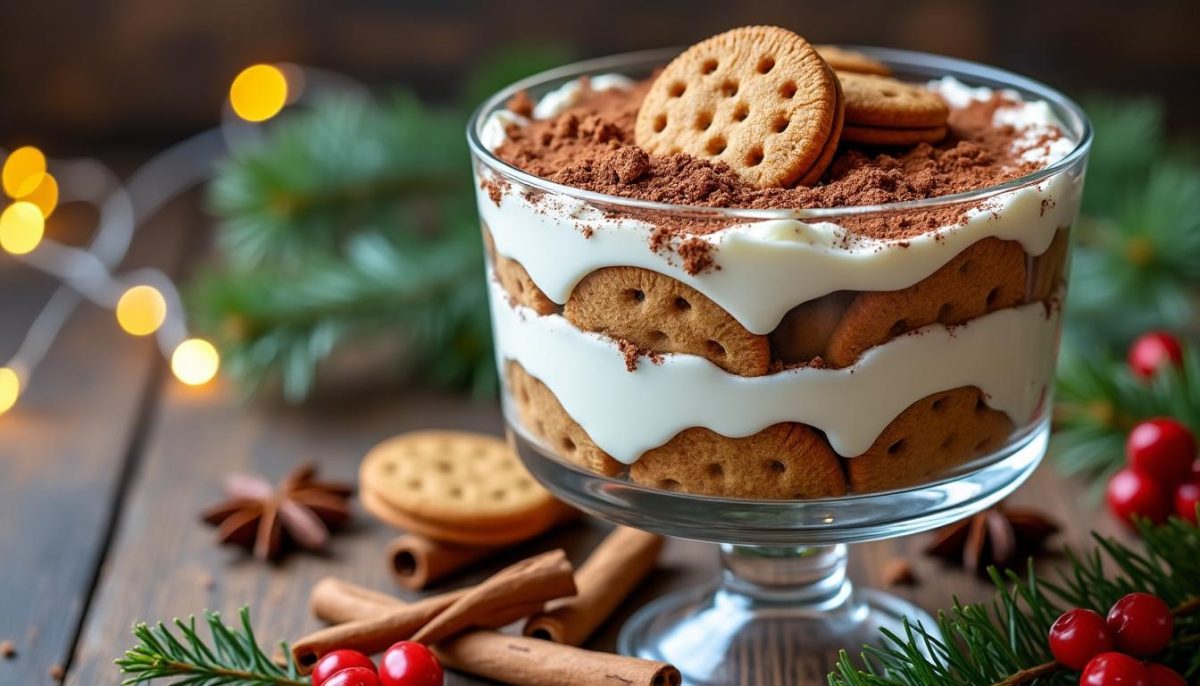 découvrez notre recette facile et rapide de tiramisu de noël aux spéculoos et mascarpone, sans cuisson. un dessert gourmand et festif qui séduira instantanément vos invités pour les fêtes.