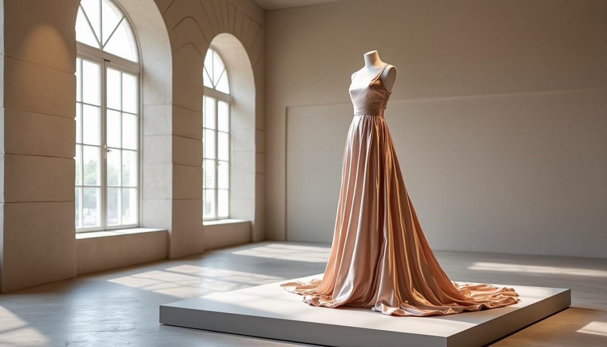 découvrez l'exposition exceptionnelle d'une robe en soie record dans le devon, alliant élégance et histoire textile unique.