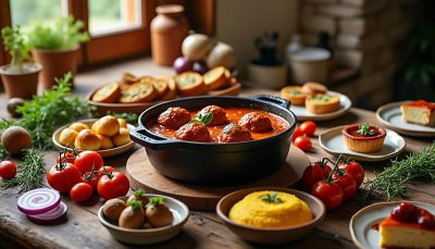 découvrez des boulettes de viande fondantes, mijotées lentement en cocotte et généreusement nappées d'une sauce tomate onctueuse, pour un plat savoureux et réconfortant.