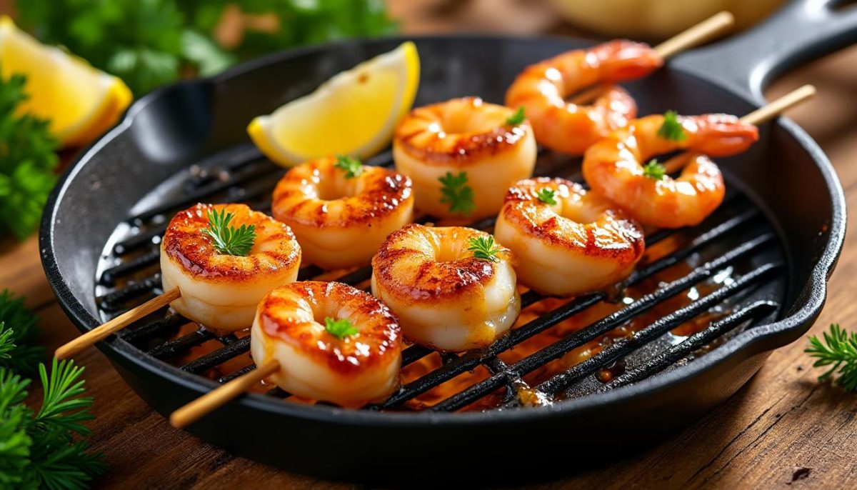 découvrez nos brochettes express de saint-jacques et crevettes, relevées au beurre chaud et gingembre. une recette rapide et savoureuse pour prolonger la fête avec une explosion de saveurs.