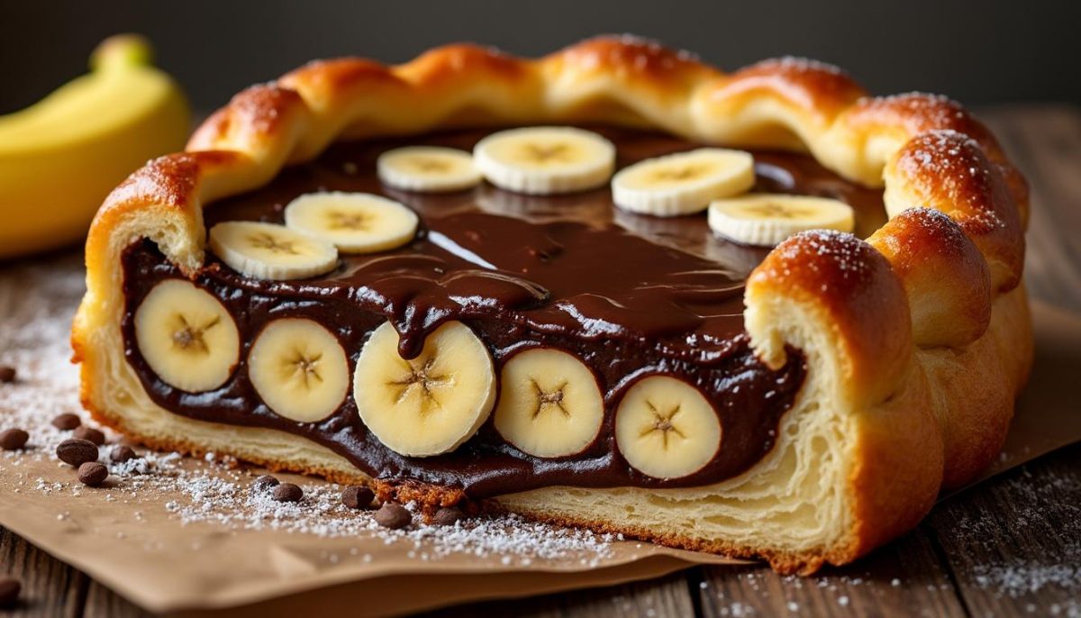savourez l'alliance audacieuse de la banane et du chocolat dans une galette des rois fondante et gourmande. une gourmandise unique à découvrir et à partager pour surprendre vos papilles.