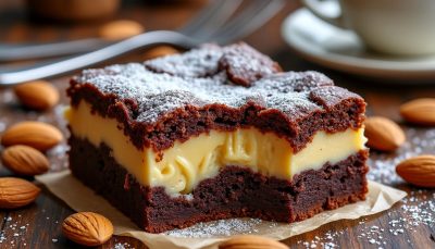 découvrez notre frangipane revisitée façon brownie, une douceur fondante à l’amande qui ravira tous les gourmands avec son alliance parfaite de saveurs et de textures.