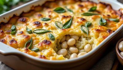 découvrez notre recette ultra crémeuse de gratin aux poireaux et haricots blancs, végétarienne et simple, réalisée avec seulement trois ingrédients du placard. facile et délicieuse, parfaite pour un repas réconfortant.