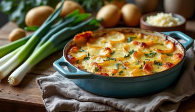découvrez notre gratin rustique aux poireaux et pommes de terre, le plat hivernal incontournable qui rivalise avec les lasagnes pour réchauffer vos repas en famille.