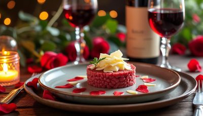 découvrez notre menu spécial saint-valentin 2026 avec une entrée délicieuse : tartare de bœuf au couteau accompagné de parmesan, pour une soirée romantique et savoureuse.