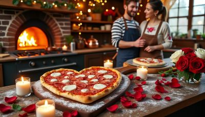 découvrez notre recette maison de pizza en forme de cœur pour la saint-valentin 2026, garnie de burrata fondante et de jambon cru savoureux, parfaite pour une soirée romantique.