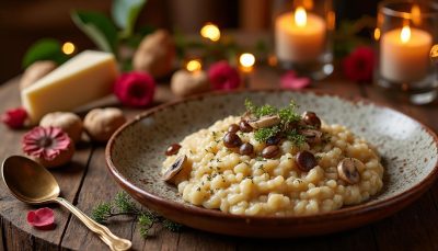 découvrez notre recette spéciale saint valentin 2026 : un plat de risotto crémeux aux champignons et parmesan, parfait pour une soirée romantique et gourmande.