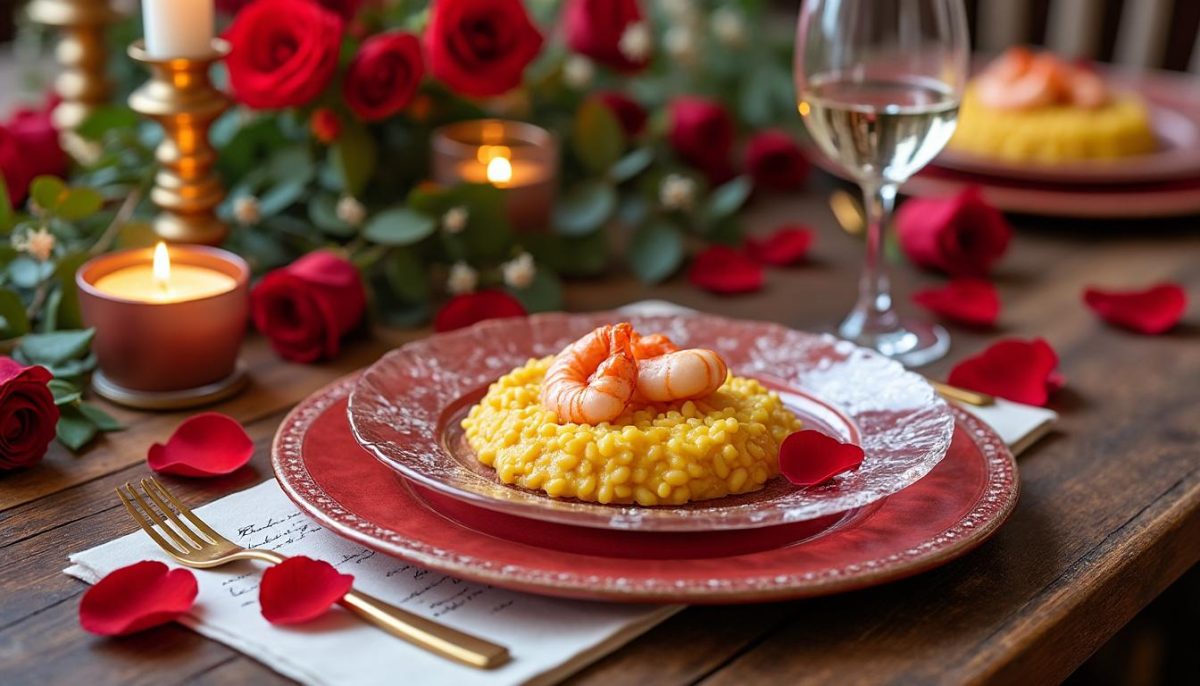 découvrez notre recette spéciale saint valentin 2026 : un plat raffiné de risotto safrané aux crevettes et zestes de citron, parfait pour une soirée romantique et gourmande.