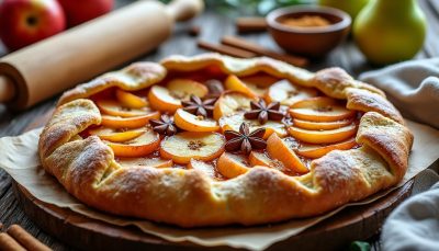 découvrez notre tarte rustique aux pommes et poires, une douceur maison alliant pâte craquante, fruits fondants et épices chaleureuses, parfaite pour réchauffer vos moments d'hiver.