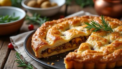 découvrez notre tourte dorée au goût authentique, alliant croustillant et fondant pour réchauffer vos repas d'hiver en famille avec saveur et convivialité.
