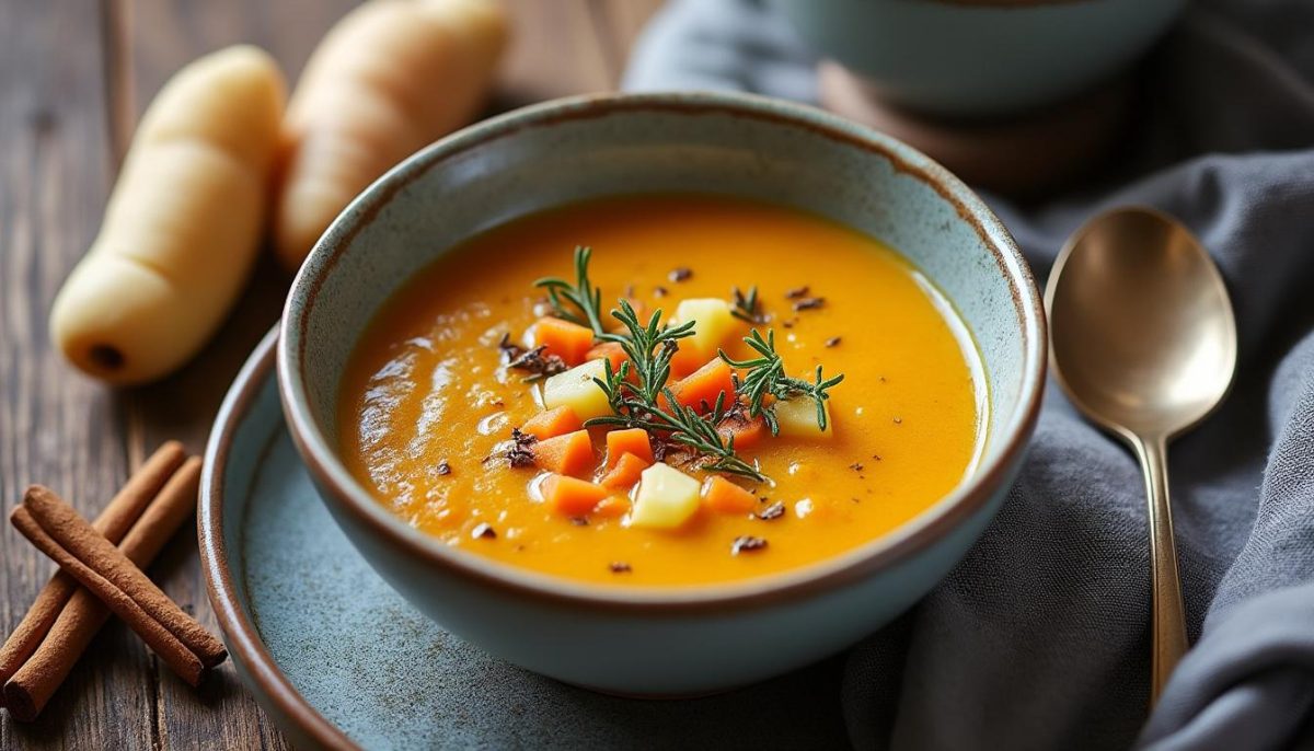 découvrez notre velouté hivernal aux épices douces et légumes, une recette légère et réconfortante parfaite pour se faire plaisir tout en prenant soin de sa santé.