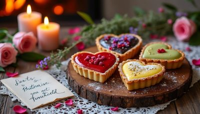 découvrez 4 recettes romantiques de tartes parfaites pour célébrer la saint-valentin avec douceur et gourmandise.