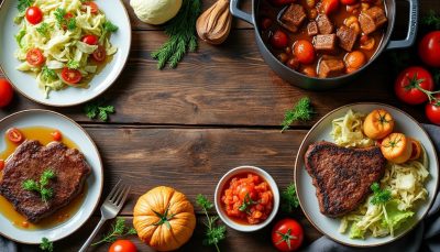 découvrez notre recette savoureuse de délice tout-en-un au bœuf, chou et tomates, un plat équilibré et facile à préparer pour un repas gourmand.