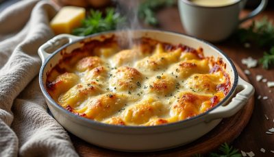découvrez notre recette de gratin de tortelloni au parmesan, un plat onctueux et réconfortant parfait pour égayer vos soirées d’hiver en famille ou entre amis.