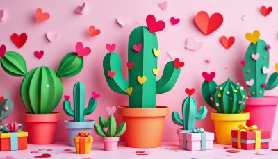 offrez aux enfants un cadeau unique pour la saint-valentin avec notre cactus en papier diy, amusant et facile à créer pour célébrer l'amour et l'amitié.