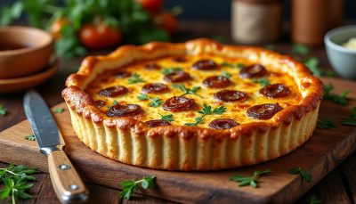 découvrez notre quiche croustillante aux oignons et fromage fondant, la recette parfaite pour des soirées gourmandes et réconfortantes en famille ou entre amis.