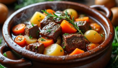 découvrez notre recette facile de ragoût de bœuf fondant en mijoteuse, mijoté lentement et nappé d'une sauce riche et savoureuse pour un repas réconfortant.