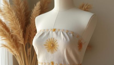 découvrez la robe bandeau en lin mélangé avec broderie cream sun par 4th & reckless, disponible chez elysia shop. élégance et confort pour un style estival unique.