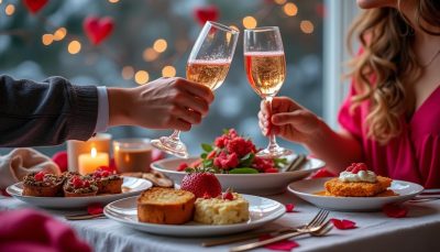 célébrez la saint-valentin 2026 avec un repas romantique : duo de toasts, risotto savoureux et dessert gourmand pour un dîner à deux inoubliable.