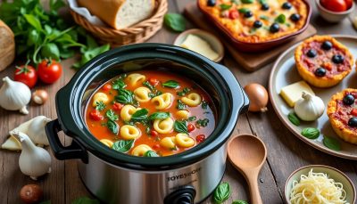 découvrez une recette simple et rapide de soupe copieuse aux tortellinis préparée au crockpot, idéale pour un repas réconfortant et savoureux.