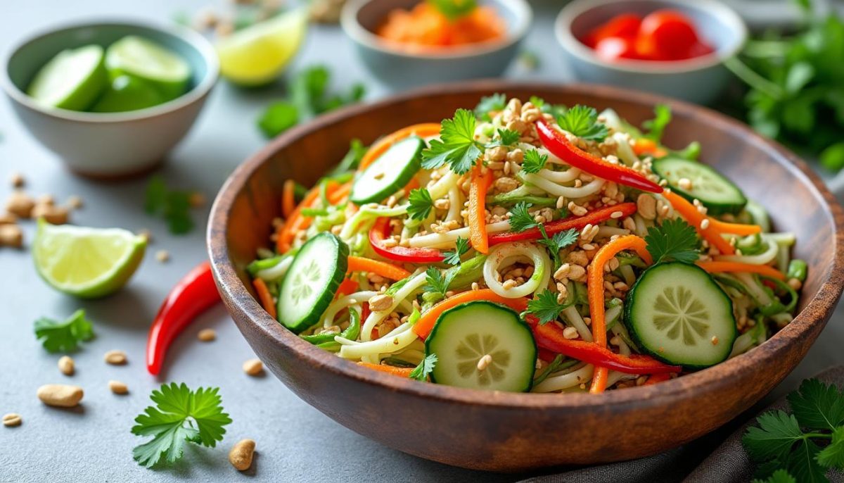 découvrez notre recette facile et rapide de salade asiatique croquante, pleine de saveurs fraîches et d'ingrédients sains pour un repas léger et délicieux.