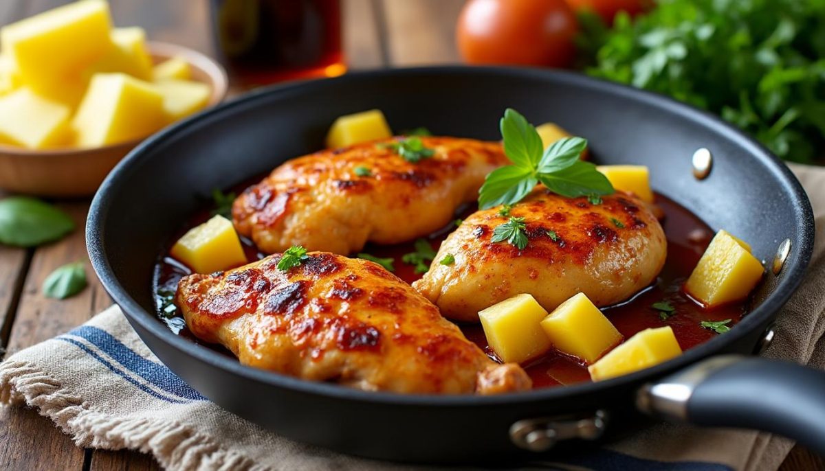 découvrez une recette simple et rapide de poulet à l’ananas avec seulement trois ingrédients et une poêle, pour un dîner savoureux en un tour de main.