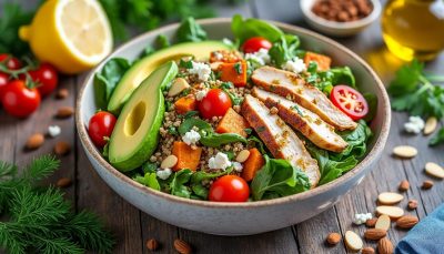 découvrez cette salade repas complète qui remplace un vrai dîner, gourmande et sans aucune frustration, pour un repas équilibré et satisfaisant.