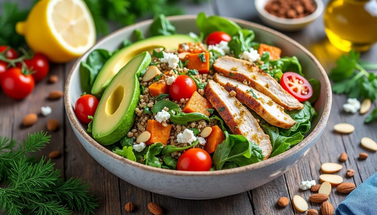 découvrez cette salade repas complète qui remplace un vrai dîner, gourmande et sans aucune frustration, pour un repas équilibré et satisfaisant.