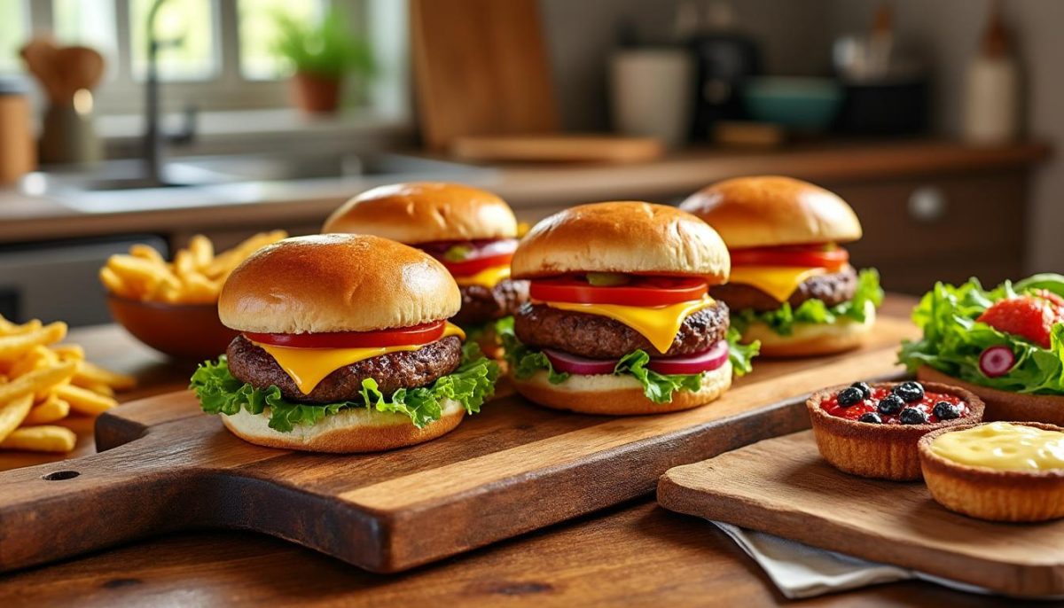 découvrez nos hamburgers tendrement juteux, cuisinés à la friteuse à air pour une saveur délicieuse et une texture parfaite, alliant santé et gourmandise.
