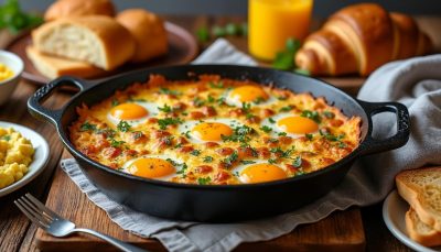 découvrez notre délicieuse casserole petit-déjeuner réconfortante à préparer à l'avance, idéale pour des matinées faciles et savoureuses en famille.