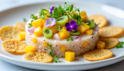 découvrez le tartare de daurade aux fruits, une délicieuse alliance entre la fraîcheur délicate du poisson et le croustillant gourmand des fruits, pour une expérience gustative surprenante et raffinée.