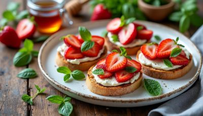 découvrez la recette des tartines au chèvre frais et fraises, une alliance surprenante entre la fraîcheur des fruits, la douceur sucrée et le caractère audacieux du fromage.