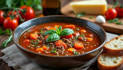 découvrez une soupe de lentilles copieuse aux saveurs authentiques de l'italie, parfaite pour réchauffer vos repas avec un goût traditionnel et délicieux.