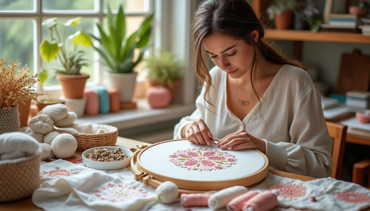 aux broderies de sully, stéphanie sublime linge de maison, trousses de voyage et kits de naissance grâce à son savoir-faire unique en broderie artisanale.