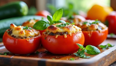 découvrez notre recette facile de tomates farcies au four, fondantes et savoureuses, parfaites pour un repas d'été léger et gourmand.