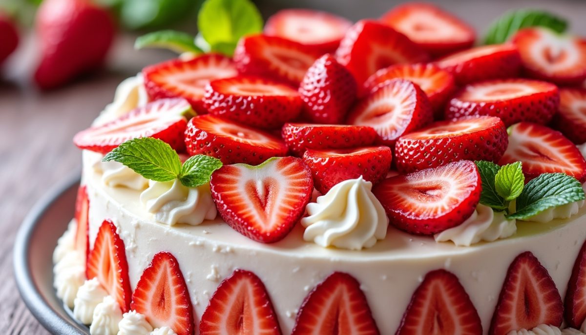 découvrez une décoration de fraisier digne d'un chef pâtissier qui sublimera votre dessert signature et impressionnera tous vos invités.