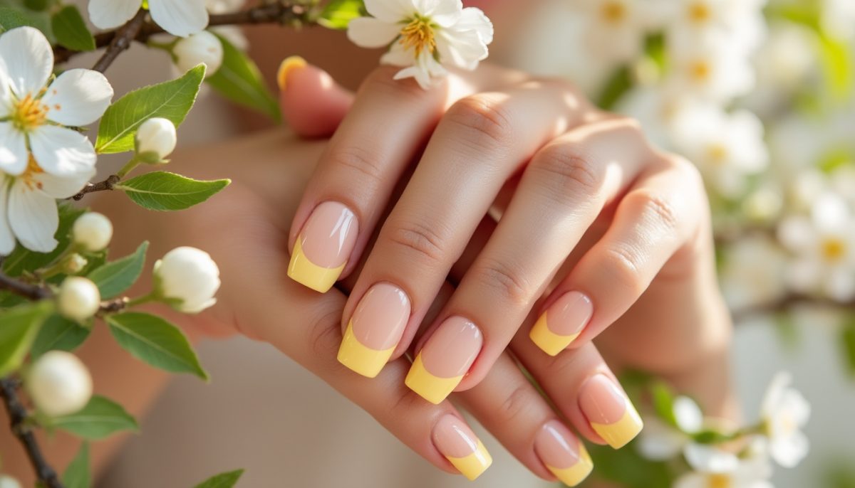 découvrez la french jaune pastel, la manucure ultra tendance qui apportera fraîcheur et douceur à vos ongles ce printemps. adoptez ce look coloré et moderne pour sublimer vos mains en toute simplicité.