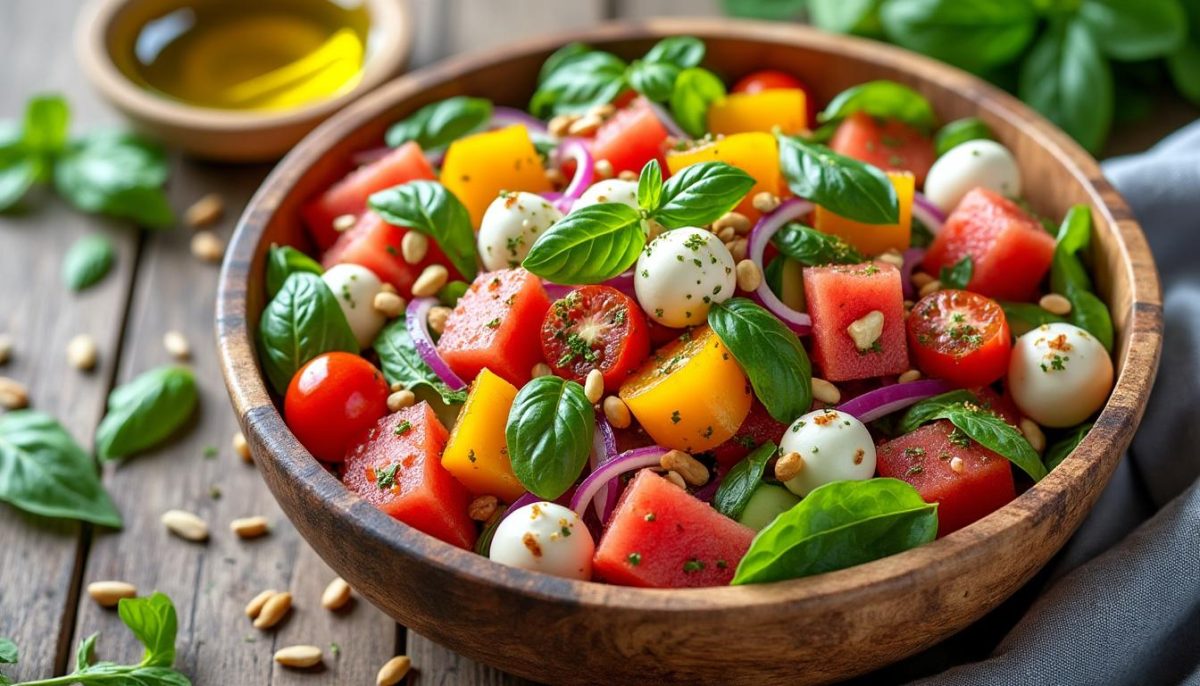 découvrez cette salade d'été colorée, fraîche et facile à préparer en seulement 15 minutes. une recette rapide et savoureuse qui deviendra votre incontournable cet été !