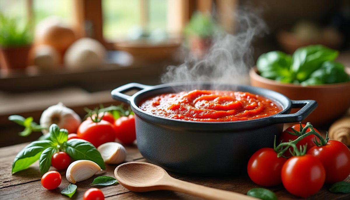 découvrez notre recette de sauce tomate maison simple et savoureuse qui surpassera toutes les sauces industrielles. fraîche, naturelle et pleine de goût, elle transformera vos plats en un véritable délice.