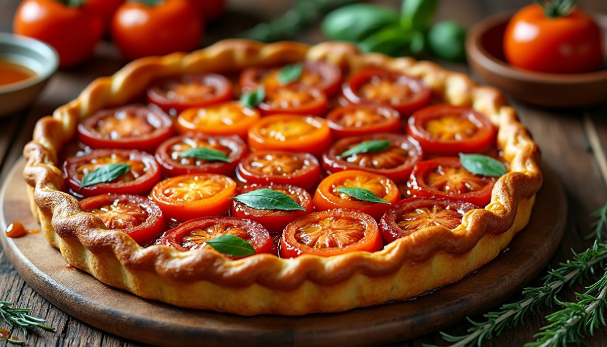 découvrez notre recette irrésistible de tarte tatin aux tomates caramélisées, une alternative savoureuse qui révolutionnera vos tartes classiques.
