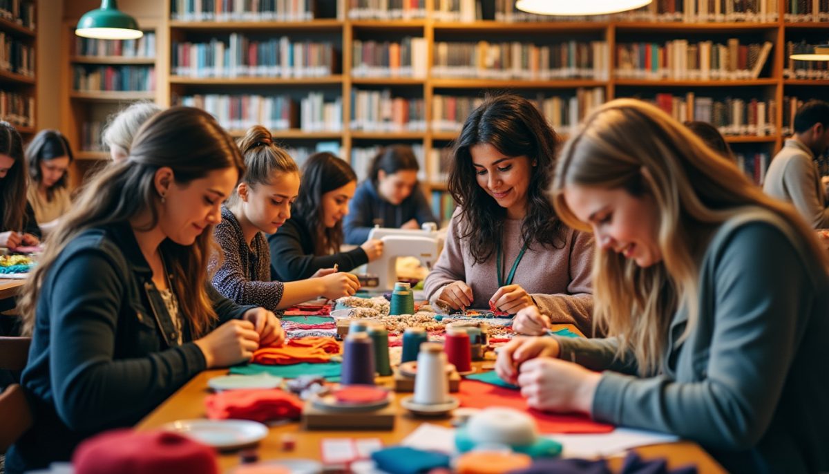 participez aux ateliers de couture organisés par les repair cafés à la médiathèque et apprenez à réparer et customiser vos vêtements de manière conviviale et écologique.