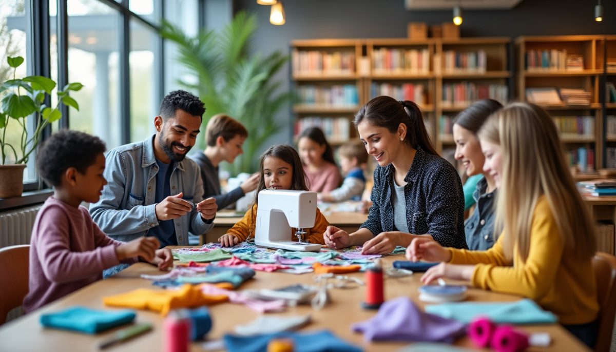 participez aux ateliers couture des repair cafés à la médiathèque et apprenez à réparer et créer vos vêtements tout en partageant un moment convivial.