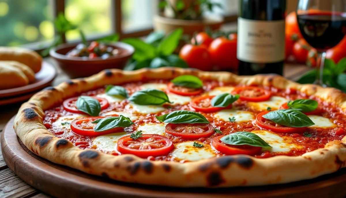 découvrez la pizza margherita, un véritable voyage gustatif au cœur du sud de l'italie, avec sa pâte fine, sa sauce tomate fraîche et sa mozzarella fondante.