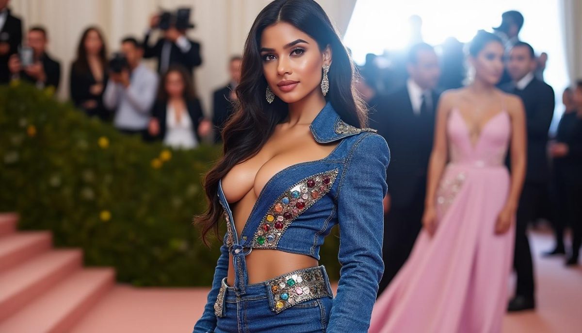 découvrez le jean audacieux de bhavitha mandava au met gala, un look qui fait sensation et enflamme les réseaux sociaux par son style unique et tendance.